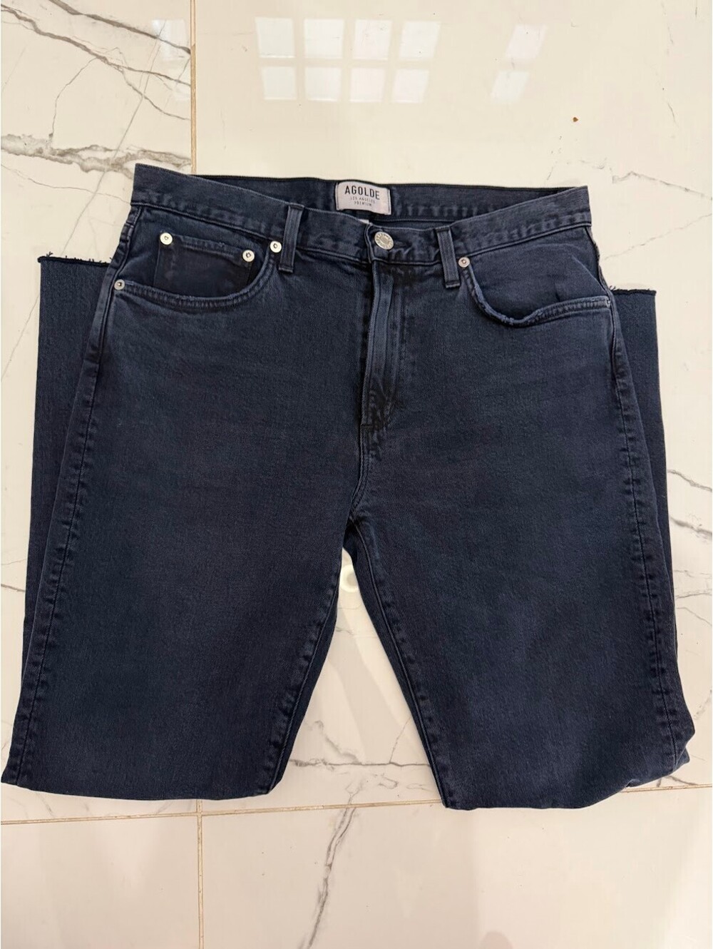 AGOLDE Black Distressed Straight Leg Jeans Size 32
